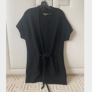 Black Vince Tie Front Sweater